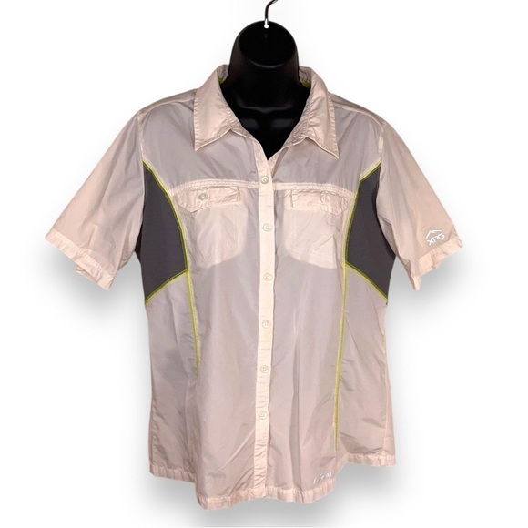 LARGE CABELAS COOL PHASE SHORT SLEEVE TOP LIGHT PINK GREY OUTDOOR LIGHTWEIGHT - Picture 1 of 14
